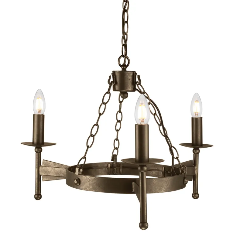 Cena promocyjna Lampa wisząca Żyrandol Cromwell CW3-OLD-BRZ Elstead Lighting 3x60W E14 Żelazo Brązowy