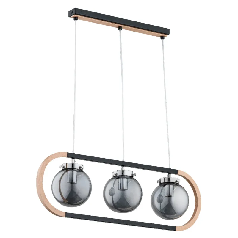 Lampa wisząca Rino 62146 Alfa 3xE14 LED Drewno/Tworzywo Czarny Obniżka ceny