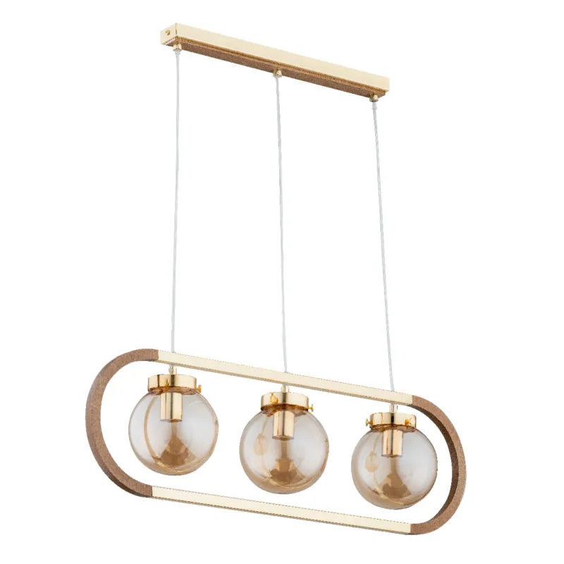 Lampa wisząca Rino 62147 Alfa 3xE14 LED Drewno/Tworzywo Złoty Promocja