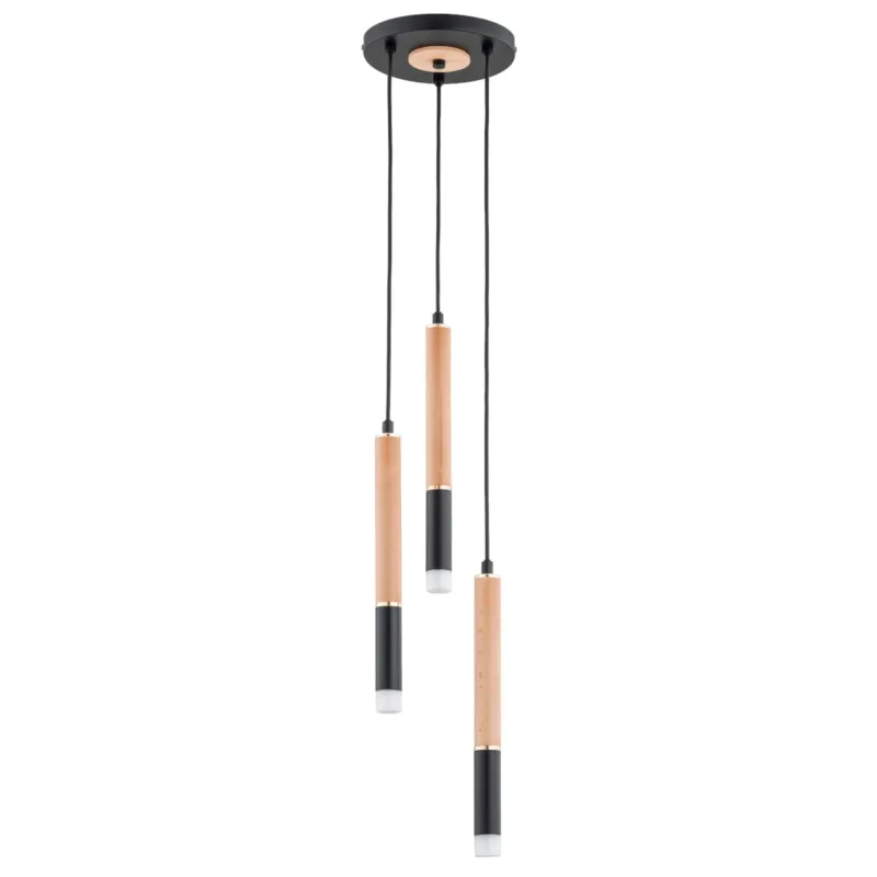 Lampa wisząca Rodeo 62454 Alfa 3xG9 LED Drewno/Metal Czarny - Złoty - Jasne Drewno Ograniczona ilość