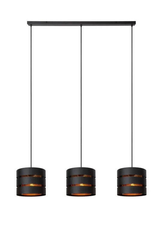 Lampa wisząca Rosas 21433/03/30 Lucide 3xE27 40W Czarny / Złoty Metal Szybka dostawa