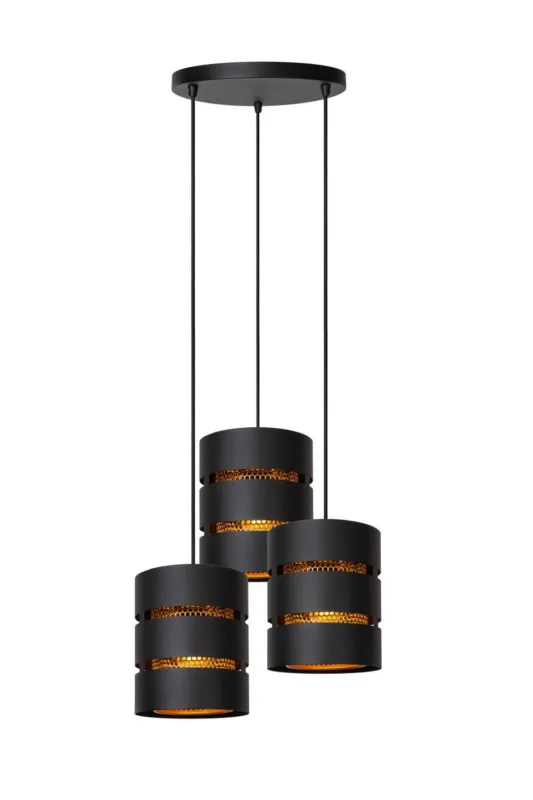 Lampa wisząca Rosas 21433/13/30 Lucide 3xE27 40W Czarny / Złoty Metal Premium