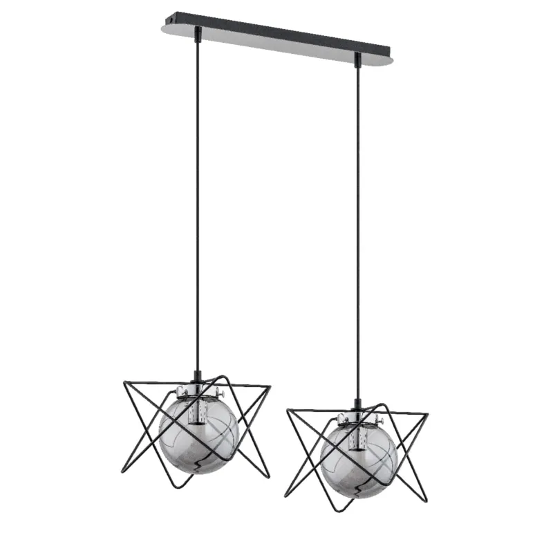 Lampa wisząca Sagito 62096 Alfa 2xE14 LED Metal/Szkło Czarny - Chrom Tani