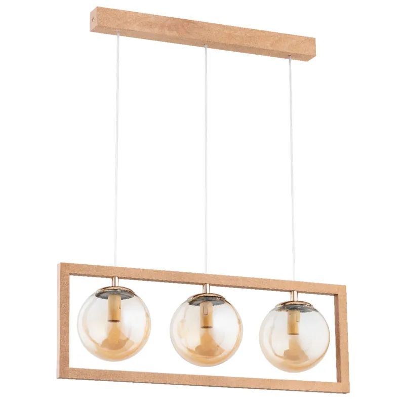 Bestseller Lampa wisząca Sami 63055 Alfa 3xE14 LED Drewno/Tworzywo Jasne Drewno-Stare Zloto