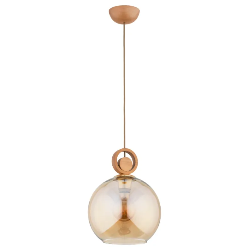 Lampa wisząca Sara 61184 Alfa 1xE27 LED Drewno/Metal Jasne Drewno - Złoto Oferta limitowana