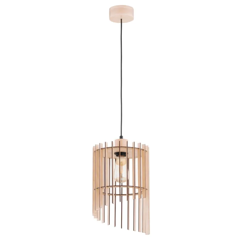 Kup teraz Lampa wisząca Solana 61367 Alfa 1xE27 LED Drewno/Tworzywo Jasne Drewno - Czarny
