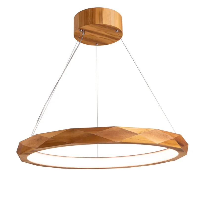 Lampa wisząca sufitowa Angular QN-ANGULAR-RING-LED-80-TEAK Accord Lighting LED Naturalny fornir drewniany/Aluminium niklowane Brązowy/Drewno Premium