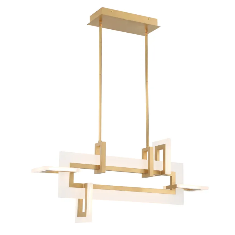 Nowość Lampa wisząca sufitowa Inizio QN-INIZIO-LP-S-BG Eurofase 46W LED Aluminium Stal/Akryl Złoty/Matowa biel
