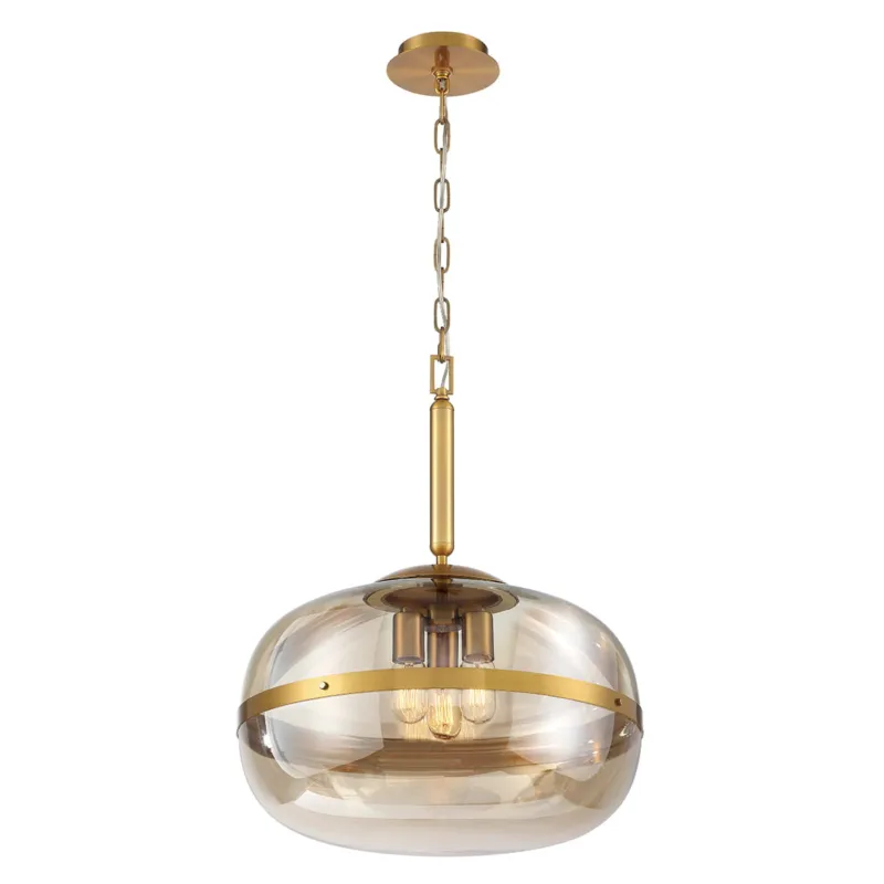 Lampa wisząca sufitowa Nottingham QN-NOTTINGHAM-3P-AB Eurofase 3x40W E27 Stal/Szkło Złoty/Bursztynowy Obniżka ceny