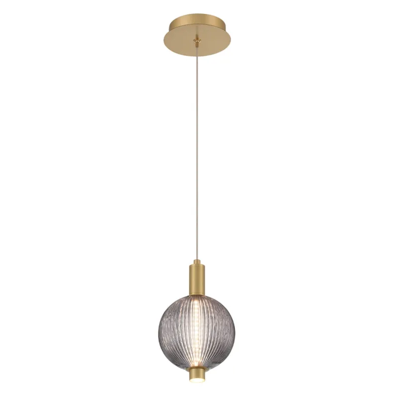 Nie przegap Lampa wisząca sufitowa Palmas QN-PALMAS-1MP-BG Eurofase 12W LED Stal/Szkło Złoty/Przydymiony