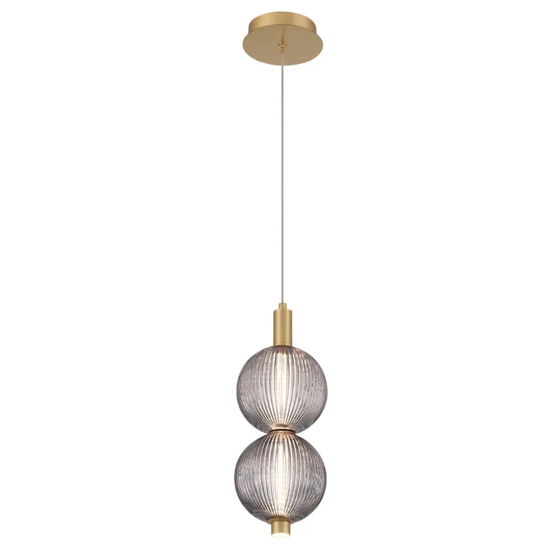 Lampa wisząca sufitowa Palmas QN-PALMAS-2MP-BG Eurofase 20W LED Stal/Szkło Złoty/Przydymiony Hit sprzedaży