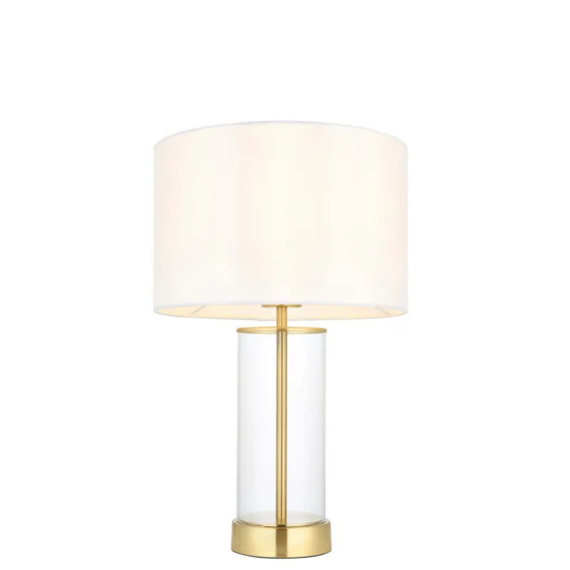 Lampa stołowa Lessina Endon 1x10W E27 Stal / Szkło / Tkanina Mosiądz Rabat