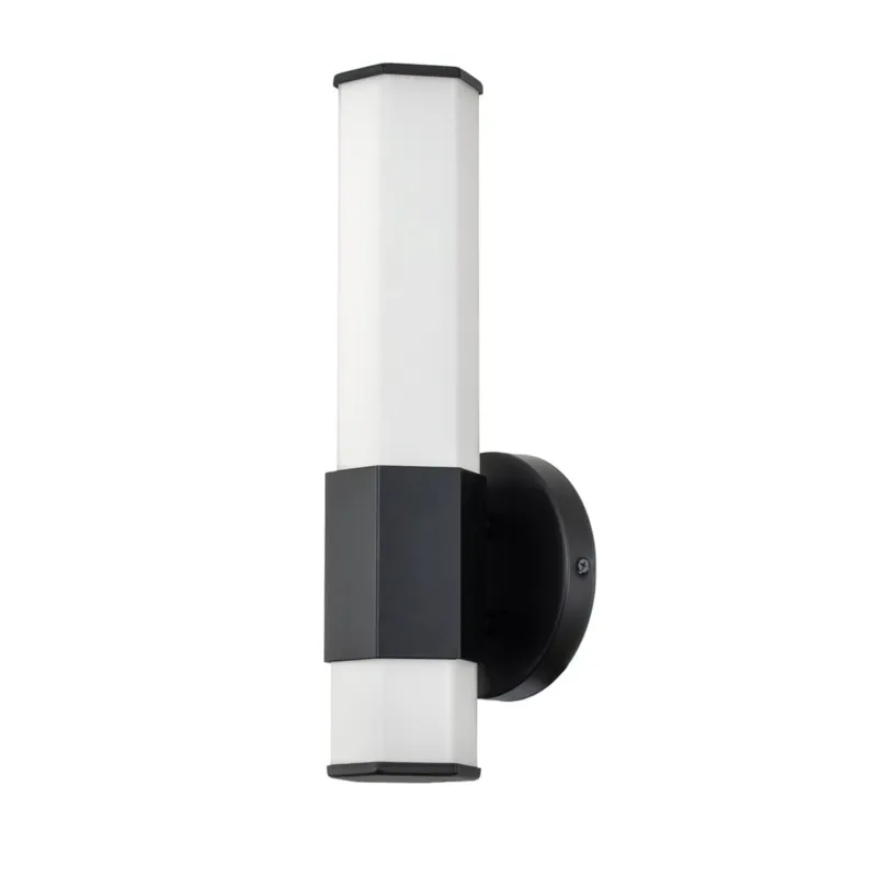 Hit sprzedaży Lampa ścienna kinkiet Facet QN-FACET-LED1-BK-BATH Quintiesse 1xWbudowany LED 12W Stal, Trawione szkło opalowe Matowa czerń