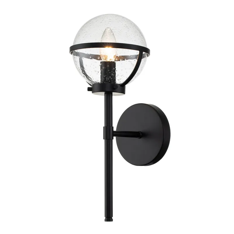 Hit cenowy Lampa ścienna kinkiet Hollis HK-HOLLIS1-C-BK-BATH Elstead Lighting 1xE14 60 W Stal, Szkło z bąbelkami powietrza Czarne