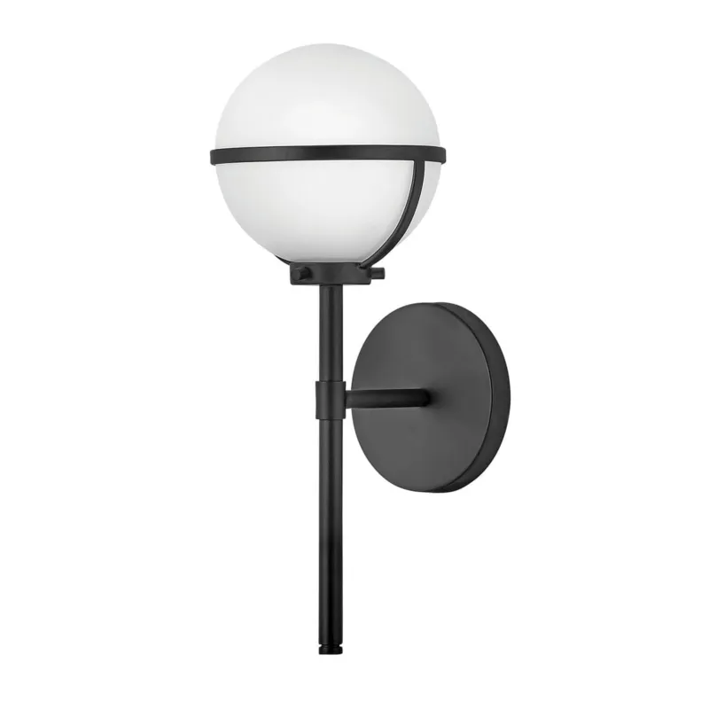 Lampa ścienna kinkiet Hollis HK-HOLLIS1-O-BK-BATH Elstead Lighting 1xE14 60 W Stal, Szkło opalowe Czarne Bezpieczne zakupy