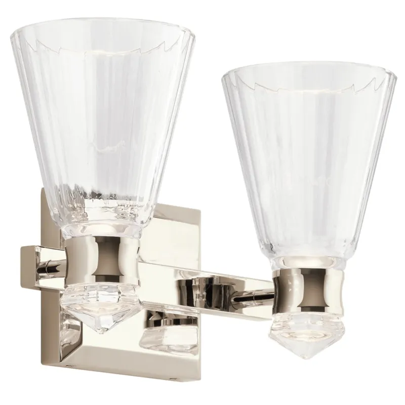 Bezpieczna płatność Lampa ścienna kinkiet Kayva QN-KAYVA2-PN Quintiesse 1xWbudowany LED 12W Stal, Aluminium, Szkło fasetowane Polerowany nikiel