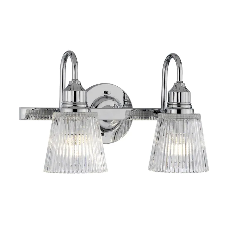 Lampa ścienna kinkiet Addison QN-ADDISON2-BATH Quintiesse 2xG9 3W LED Stal, Szkło żebrowane Polerowany chrom Ostatnie sztuki