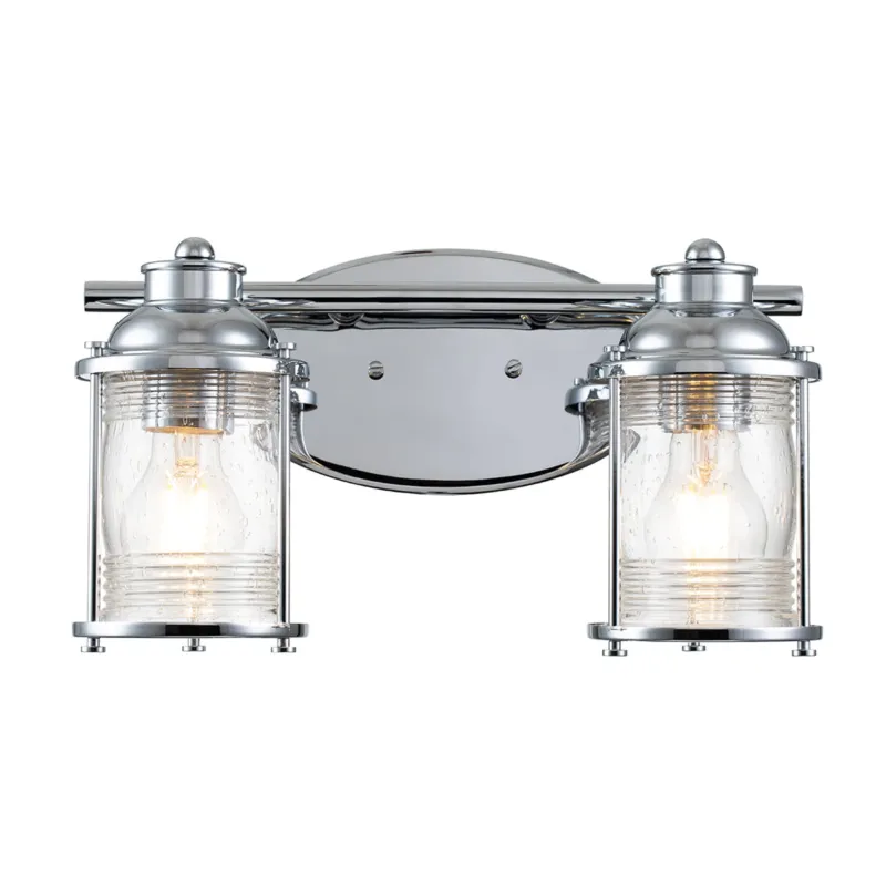 Lampa ścienna kinkiet Ashland Bay QN-ASHLANDBAY2-PC-BATH Quintiesse 2xE27 60W Stal, Szkło z bąbelkami powietrza Polerowany chrom Wybór klientów