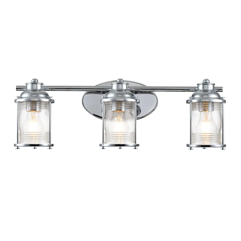 Lampa ścienna kinkiet Ashland Bay QN-ASHLANDBAY3-PC-BATH Quintiesse 3xE27 60W Stal, Szkło z bąbelkami powietrza Polerowany chrom Rabat