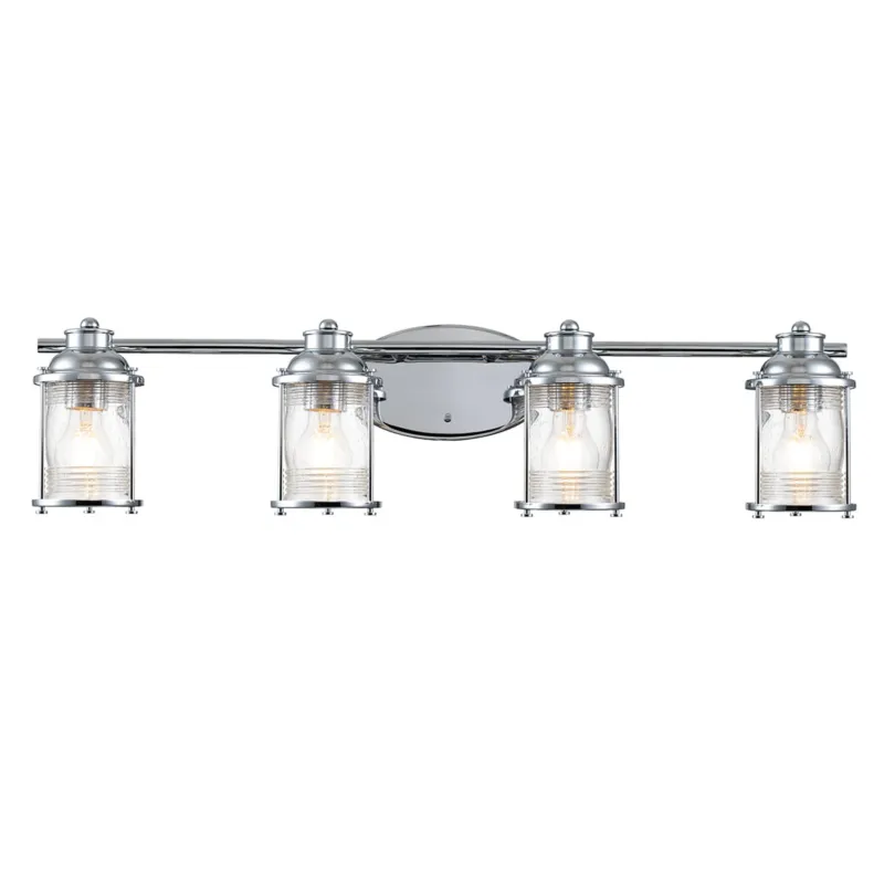Lampa ścienna kinkiet Ashland Bay QN-ASHLANDBAY4-PC-BATH Quintiesse 4xE27 60W Stal, Szkło z bąbelkami powietrza Polerowany chrom Bezpieczne zakupy