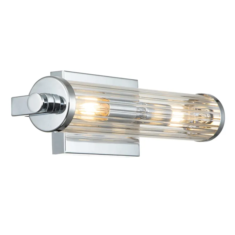Szybka wysyłka Lampa ścienna kinkiet Azores QN-AZORES2-PC Quintiesse 2xE14 40W Stal, Szkło żebrowane Polerowany chrom