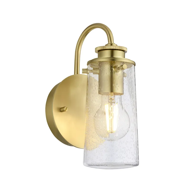 Lampa ścienna kinkiet Braelyn QN-BRAELYN1-BB Quintiesse 1xE27 40W Stal, Szkło z bąbelkami powietrza Szczotkowany mosiądz Oferta limitowana