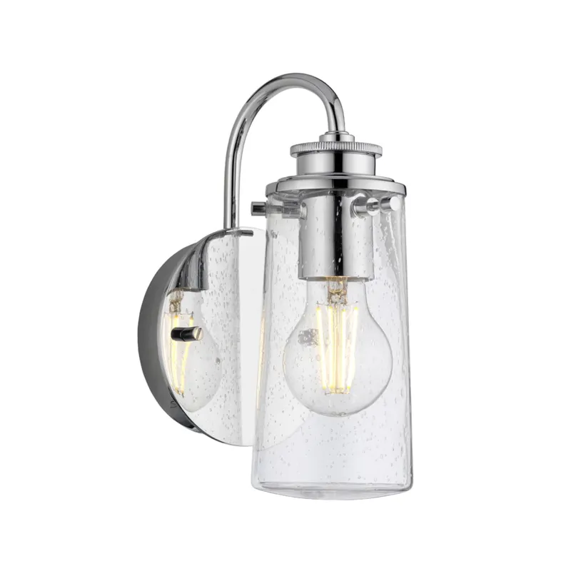 Lampa ścienna kinkiet Braelyn QN-BRAELYN1-PC Quintiesse 1xE27 40W Stal, Szkło z bąbelkami powietrza Polerowany chrom Oferta limitowana