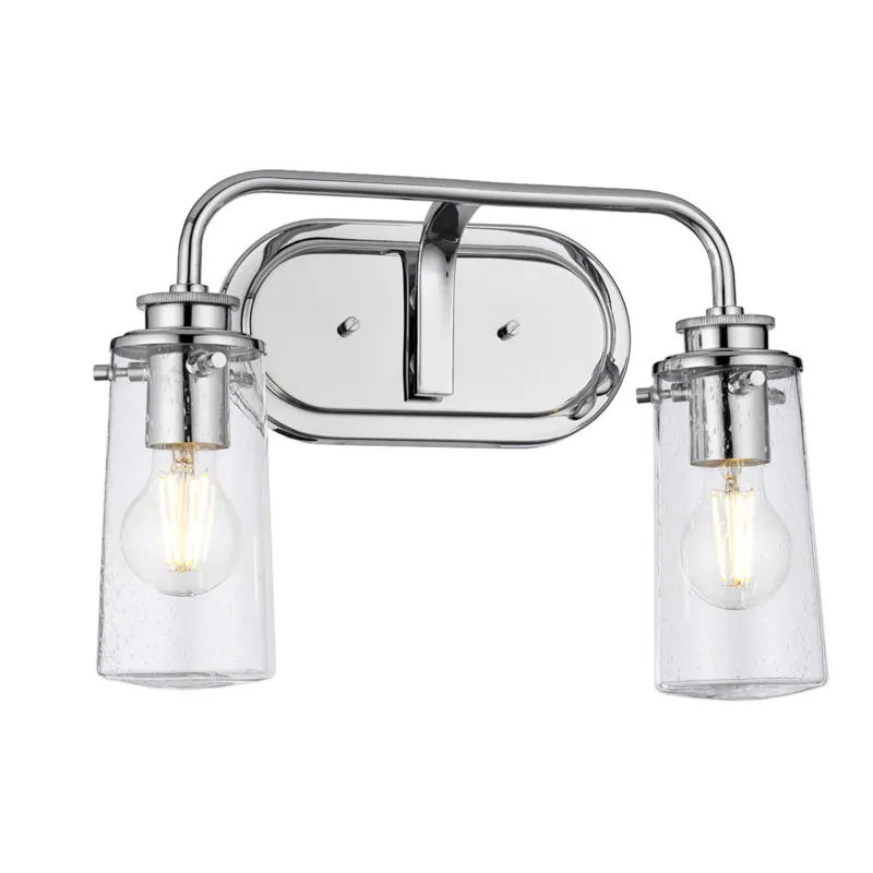 Lampa ścienna kinkiet Braelyn QN-BRAELYN2-PC Quintiesse 2xE27 40W Stal, Szkło z bąbelkami powietrza Polerowany chrom Taniej