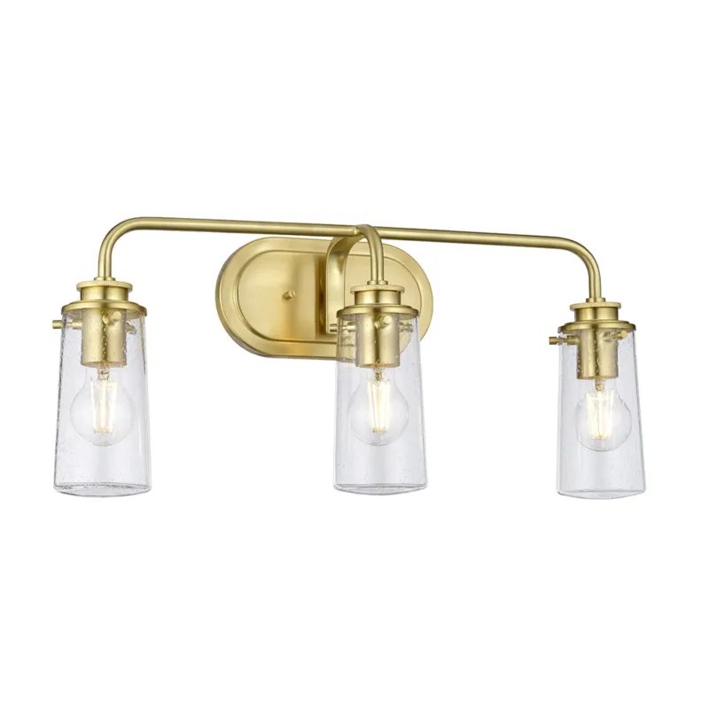 Lampa ścienna kinkiet Braelyn QN-BRAELYN3-BB Quintiesse 3xE27 40W Stal, Szkło z bąbelkami powietrza Szczotkowany mosiądz Oferta czasowa