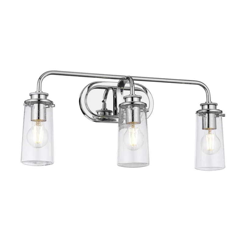 Kup online Lampa ścienna kinkiet Braelyn QN-BRAELYN3-PC Quintiesse 3xE27 40W Stal, Szkło z bąbelkami powietrza Polerowany chrom