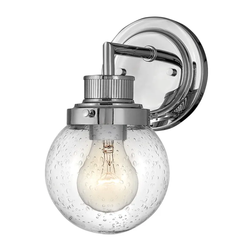Bestseller Lampa ścienna kinkiet Poppy QN-POPPY1-PC-BATH Quintiesse 1xE27 60W Stal, Szkło z bąbelkami powietrza Polerowany chrom