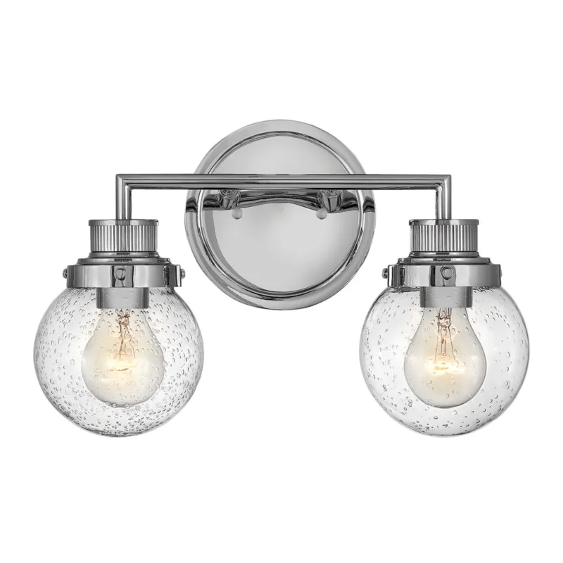 Niska cena Lampa ścienna kinkiet Poppy QN-POPPY2-PC-BATH Quintiesse 2xE27 60W Stal, Szkło z bąbelkami powietrza Polerowany chrom