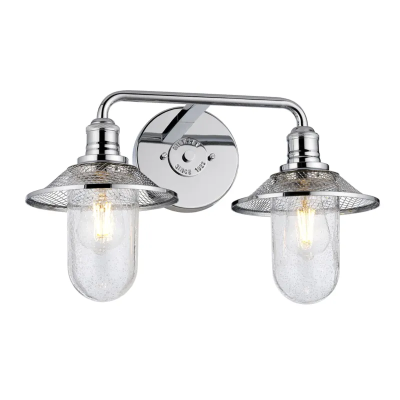 Lampa ścienna kinkiet Rigby QN-RIGBY2-BATH-PC Quintiesse 2xE27 40W Stal, Szkło z bąbelkami powietrza Polerowany chrom Szybka dostawa