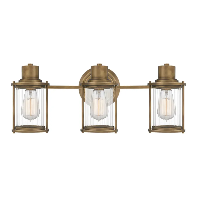 Lampa ścienna kinkiet Riggs QZ-RIGGS3-BATH-WS Elstead Lighting 3xE27 40 W Stal, Szkło Wyblakły mosiądz Najlepsza cena