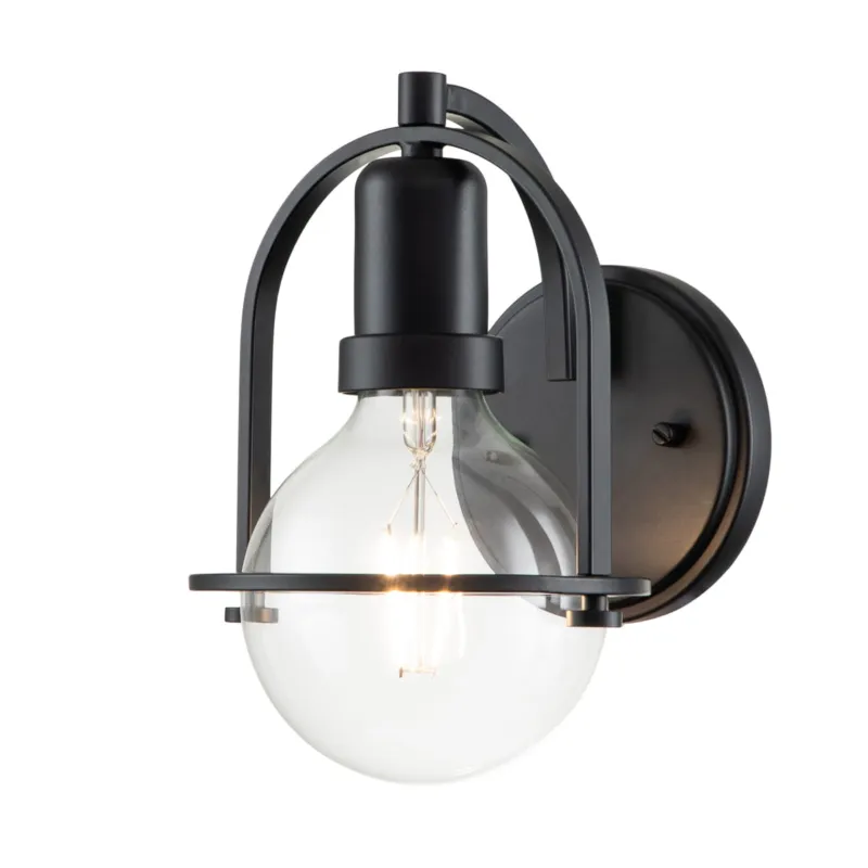 Lampa ścienna kinkiet Somerset QN-SOMERSET1-C-BK Quintiesse 1xE27 60W Stal, Szkło z bąbelkami powietrza Czarne Hit cenowy