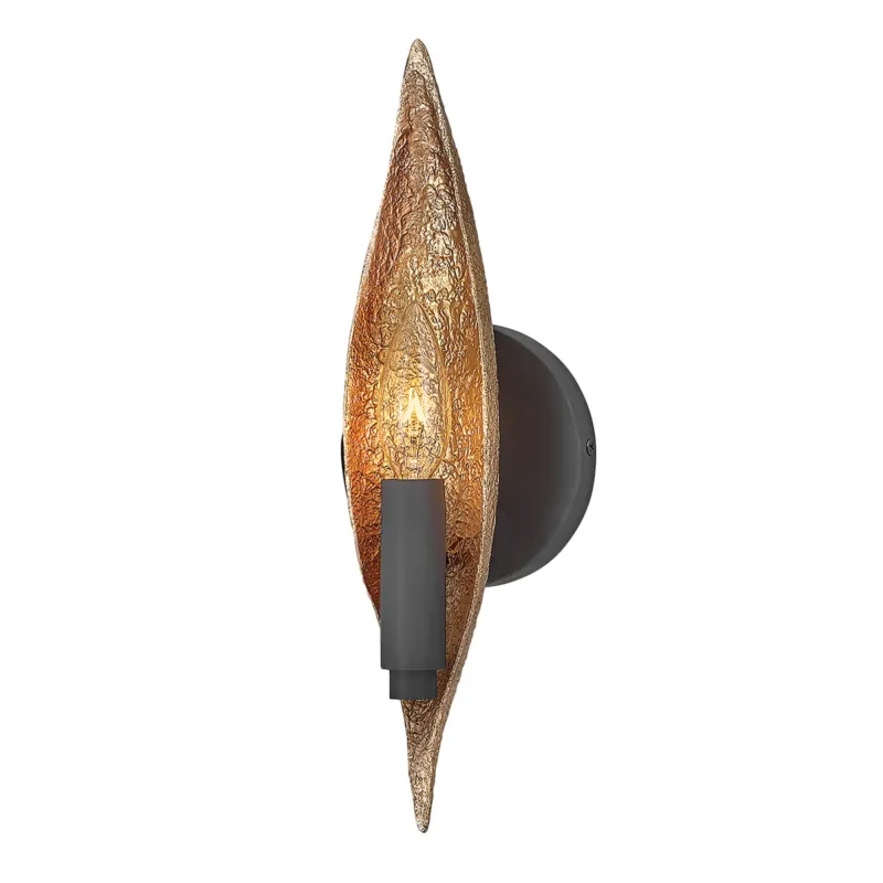 Bezpieczna płatność Lampa ścienna kinkiet Willow QN-WILLOW1-CBK Quintiesse 1xE14 40W Stal, Aluminium, Żywica Złote/ Karbowana czerń