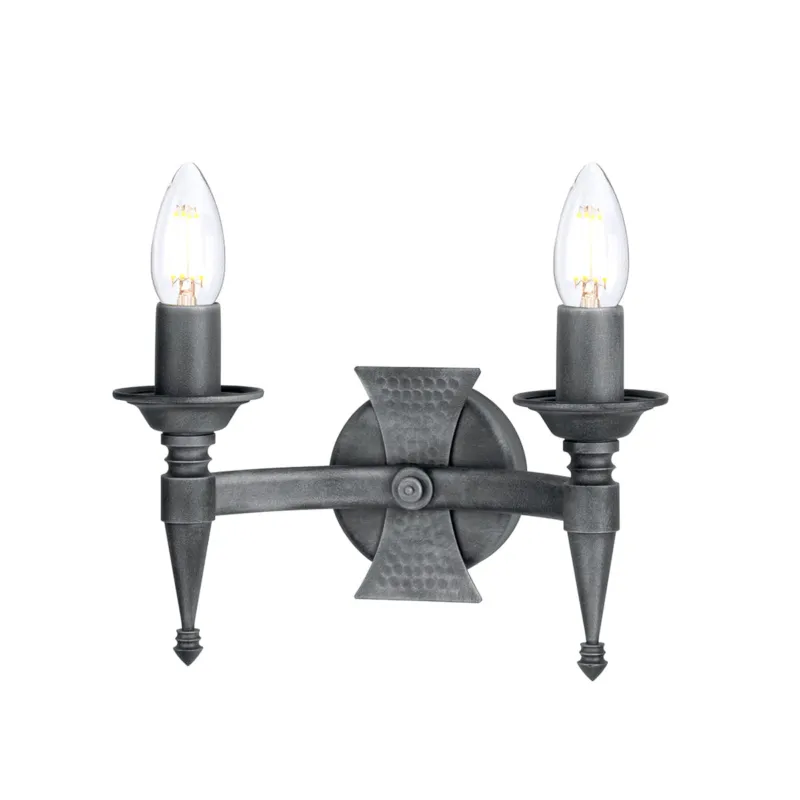 Bestseller Lampa ścienna Saxon SAX2-BLK-SIL Elstead Lighting 2x60W E14 Żelazo Grafit