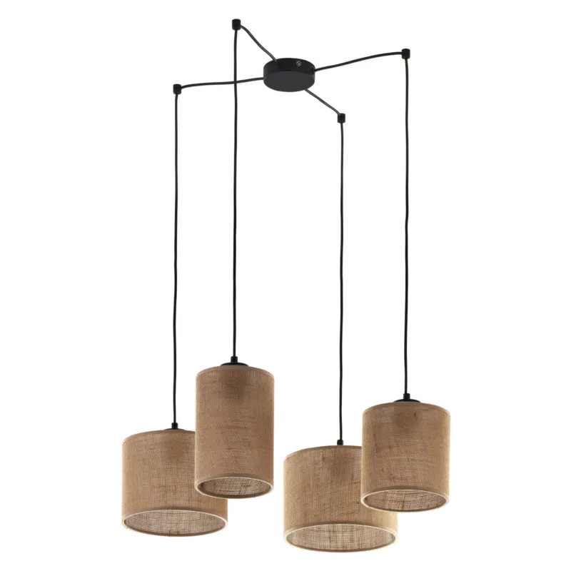 Łatwy zwrot Lampa wisząca Juta Czarny 4x E27 - TK Lighting