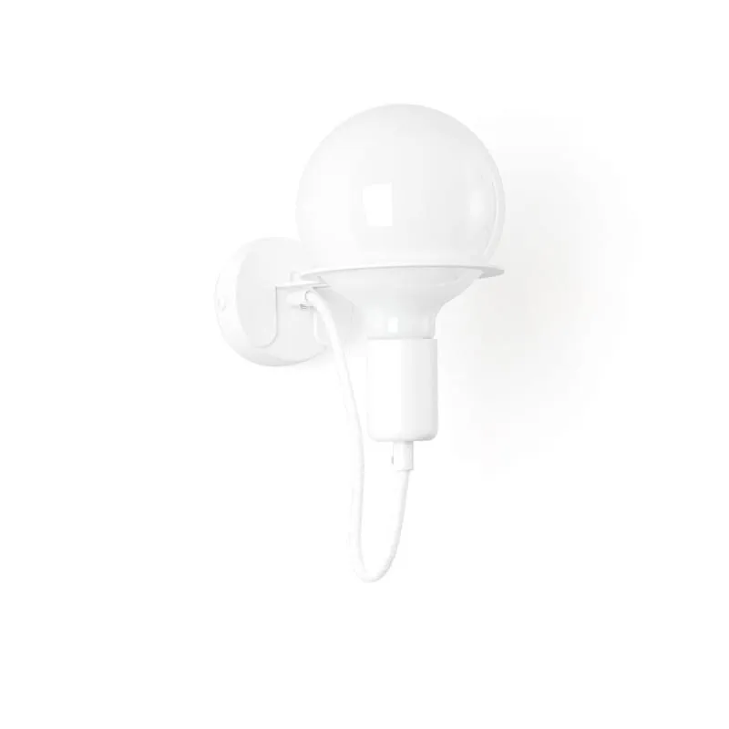 Biała lampa ścienna Loft Metal Wall kinkiet z białym przewodem i mleczną żarówką LED 4W - Kolorowe Kable Szybka wysyłka