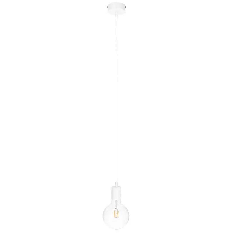 Obniżka ceny Biała lampa wisząca loft metal line pojedynczy zwis na kablu - Kolorowe Kable