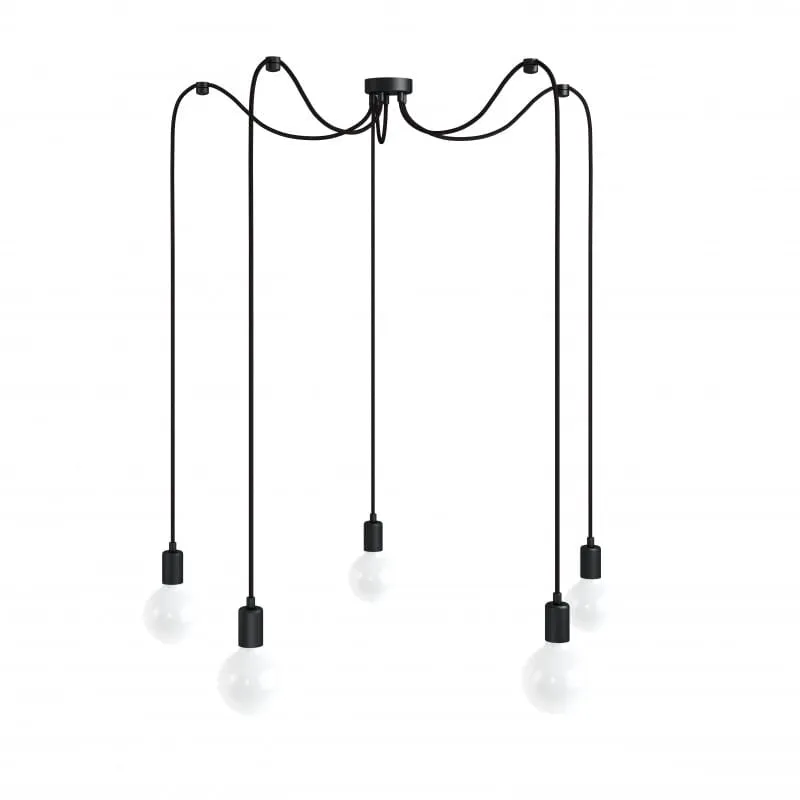 Czarna lampa pająk Loft multi metal line X5 lampa wisząca - Kolorowe Kable Dostępne od ręki