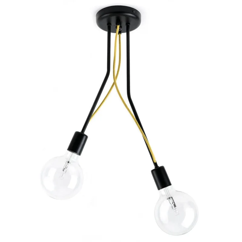 Bezpieczna płatność Czarna lampa sufitowa Loft Tubo 4 lampa z metalowych rurek KOLOROWE KABLE