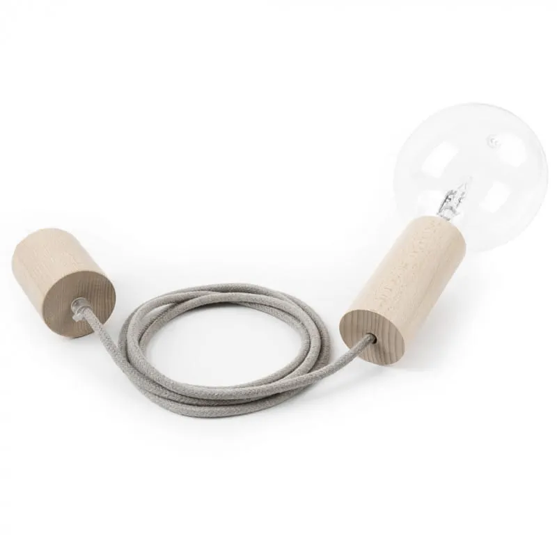 Ostatnia szansa Drewniana lampa Loft Eco Line B lampa wisząca z beżowym przewodem - Kolorowe Kable