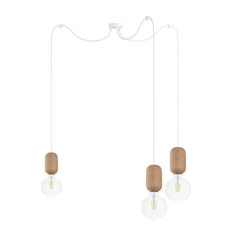 Taniej Drewniana lampa sufitowa Loft Barille 3 E27 lampa wisząca typu pająk - Kolorowe Kable