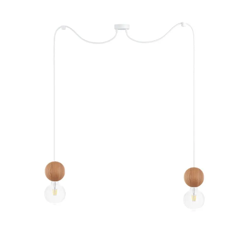 Cena promocyjna Drewniana lampa sufitowa Loft Sferni 2 E27 lampa wisząca typu pająk - Kolorowe Kable