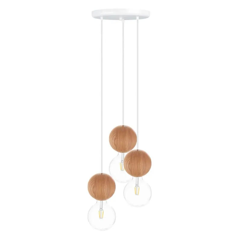 Dodaj do koszyka Drewniana lampa sufitowa Loft Sferni 3P E27 lampa wisząca kaskadowo - Kolorowe Kable