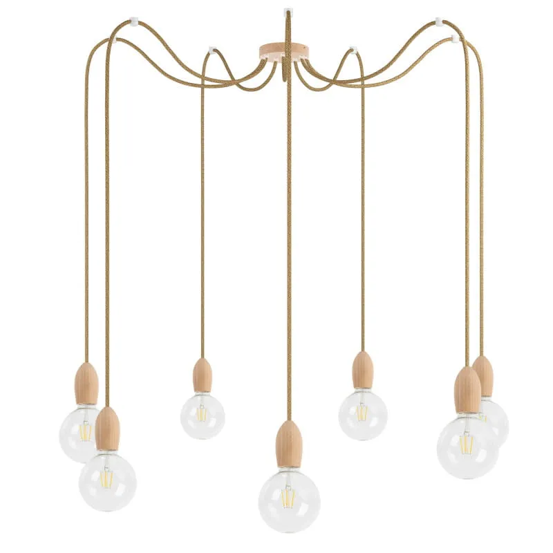 Kup teraz Drewniana lampa wisząca Loft Multi Eco Line X6 TYP A - Kolorowe Kable