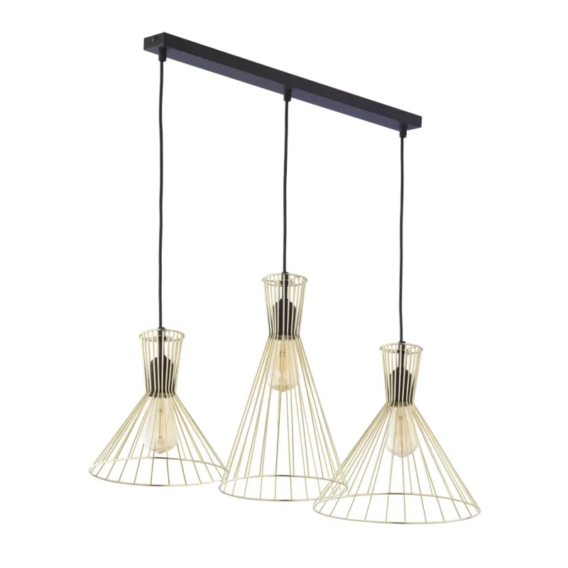Zniżka Lampa wisząca Sahara Czarny, Złoty 3x E27 - TK Lighting