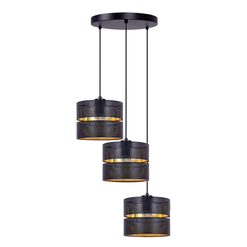 Dostępne od ręki Lampa wisząca ZIMBO K-5222 Czarny, złoty 3 źr., E27, 15W LED - Kaja