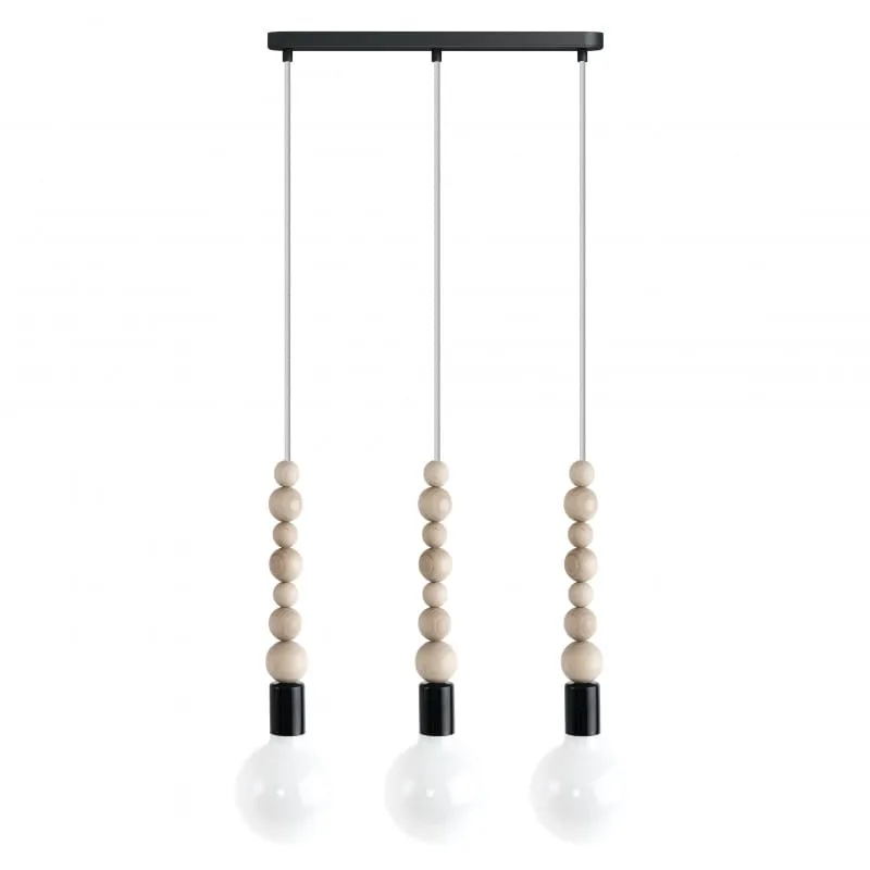 Oferta limitowana Listwa Loft Sfarer 3L czarna lampa wisząca z białymi przewodami - Kolorowe Kable